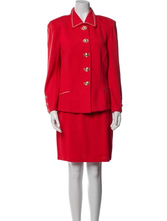 St. John Collection Pleated Accents Skirt Suit