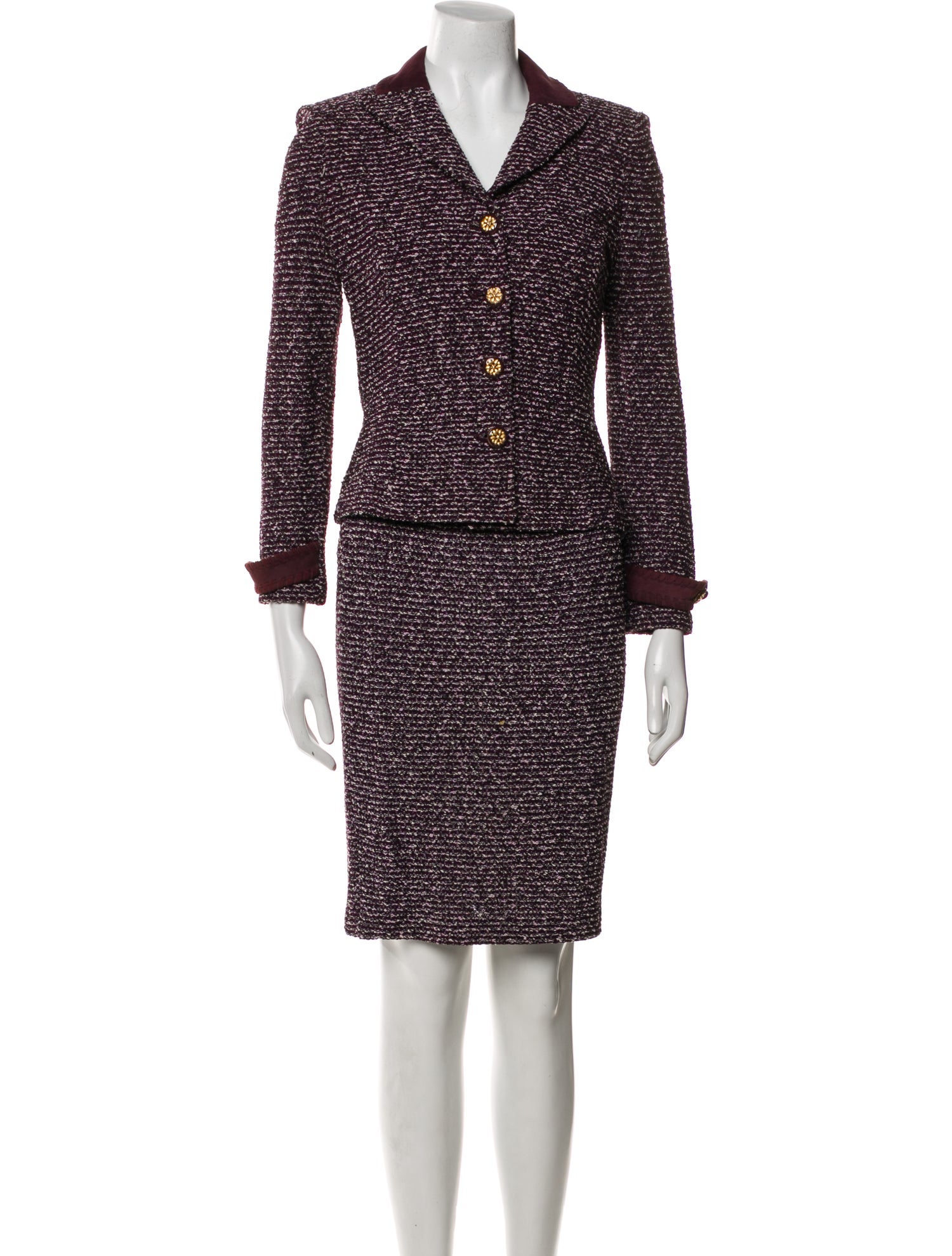 St. John Collection Wool Tweed Pattern Skirt Set
