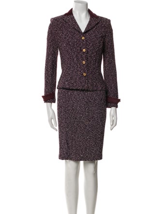 St. John Collection Wool Tweed Pattern Skirt Set