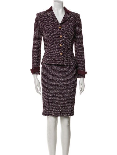 St. John Collection Wool Tweed Pattern Skirt Set