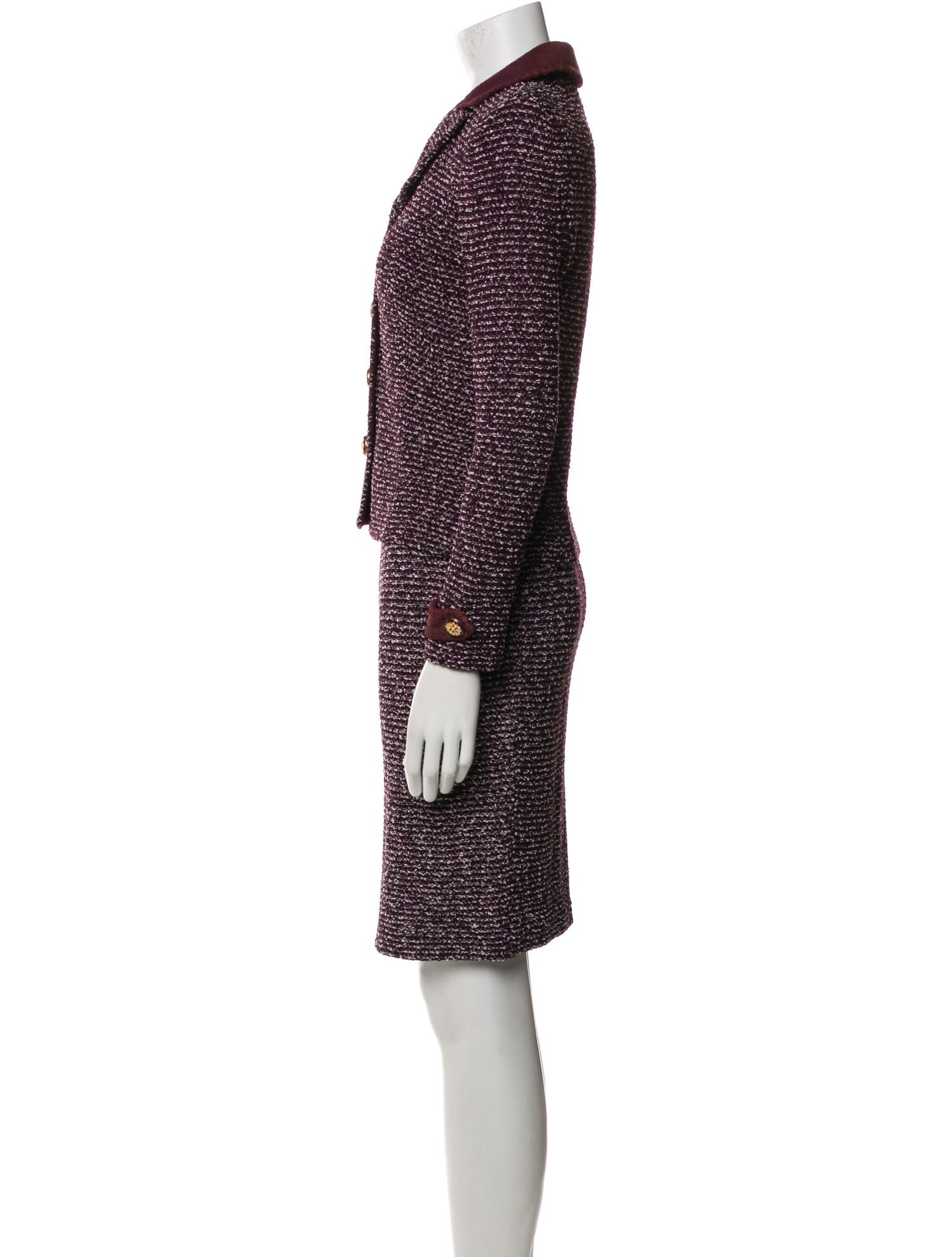 St. John Collection Wool Tweed Pattern Skirt Set