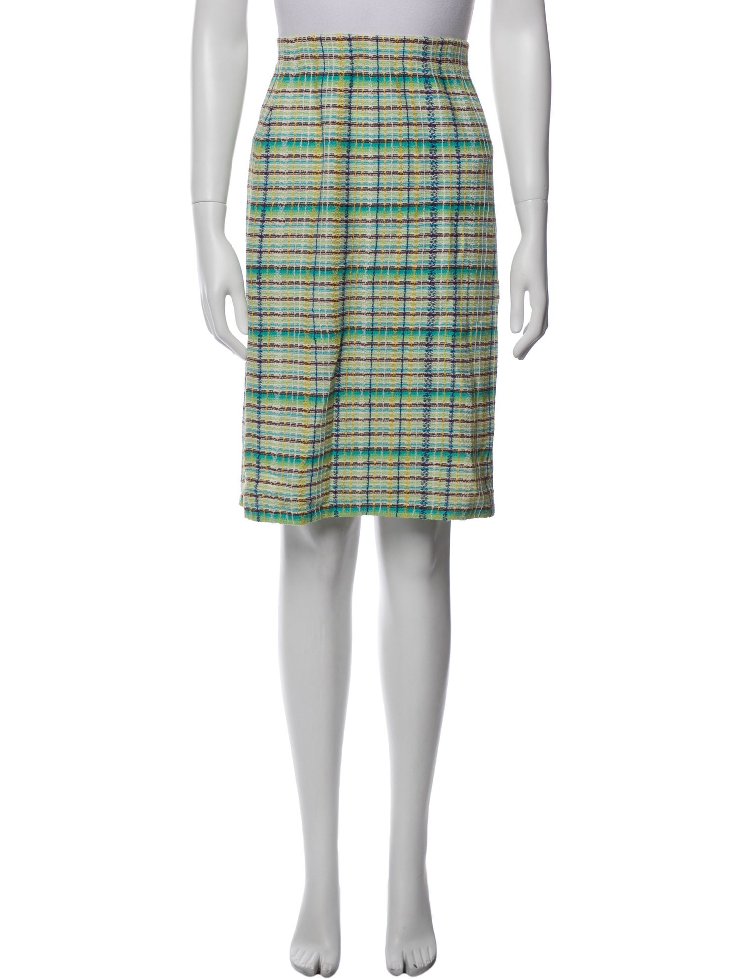 St. John Collection Plaid Print Knee-Length Skirt