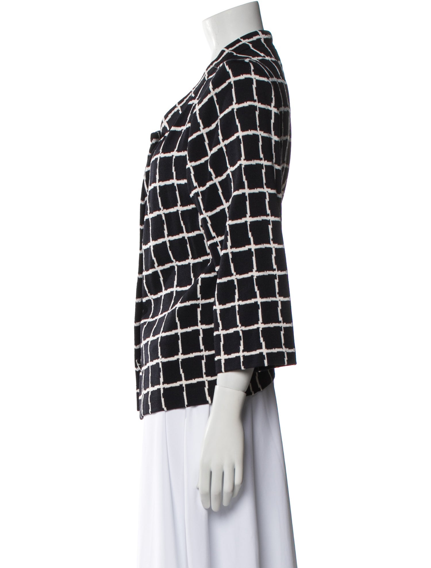 St. John Collection Wool Plaid Print Blazer