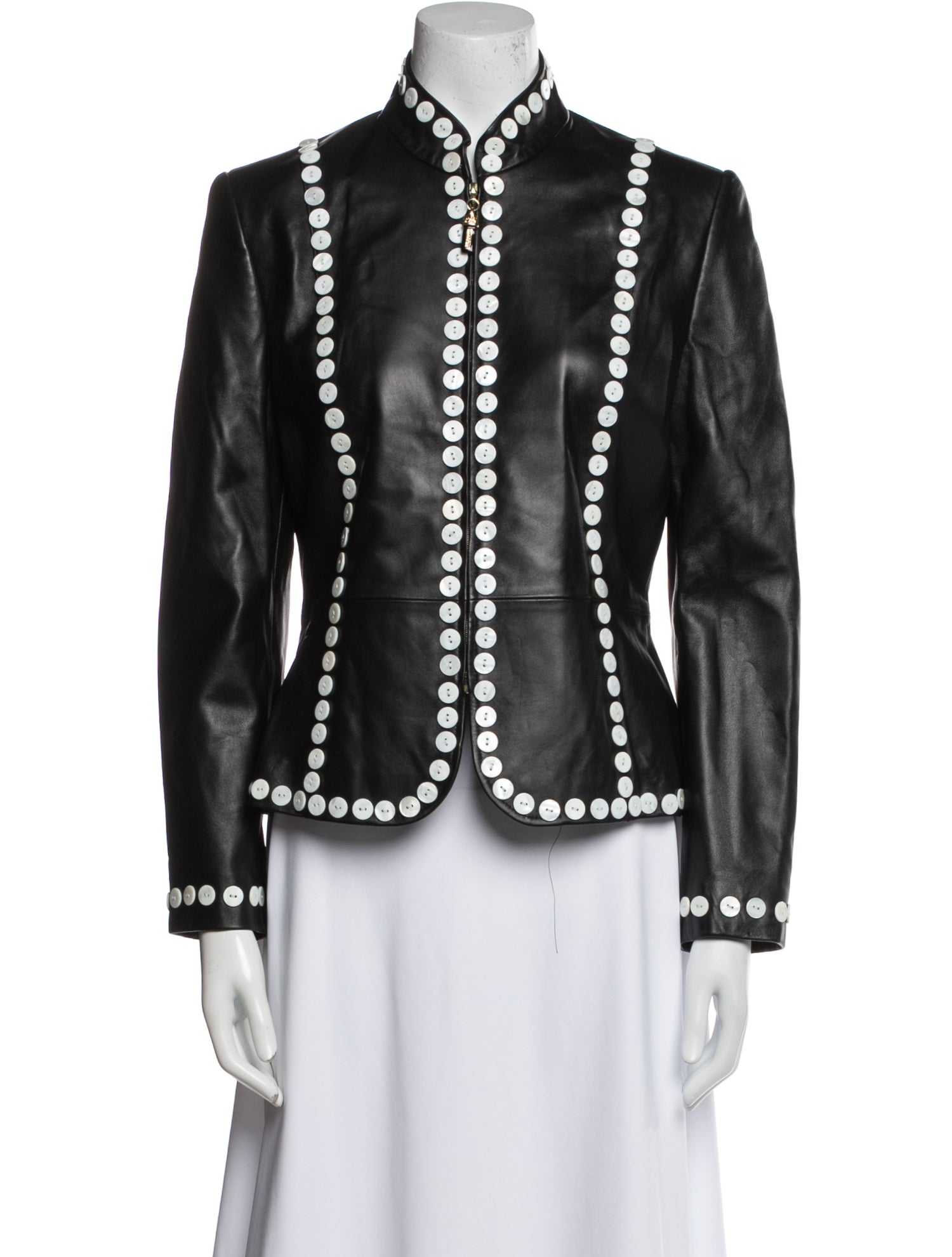 St. John Collection Leather Printed Evening Jacket