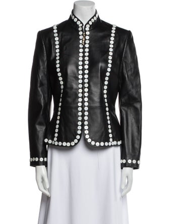 St. John Collection Leather Printed Evening Jacket