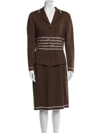 St. John Collection Wool Striped Skirt Set