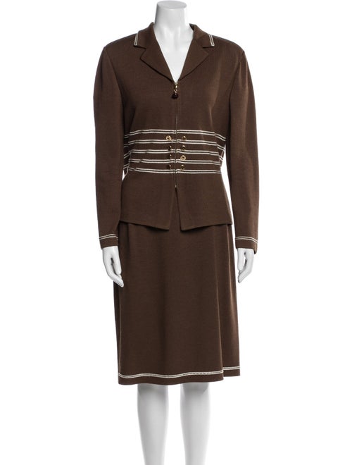 St. John Collection Wool Striped Skirt Set