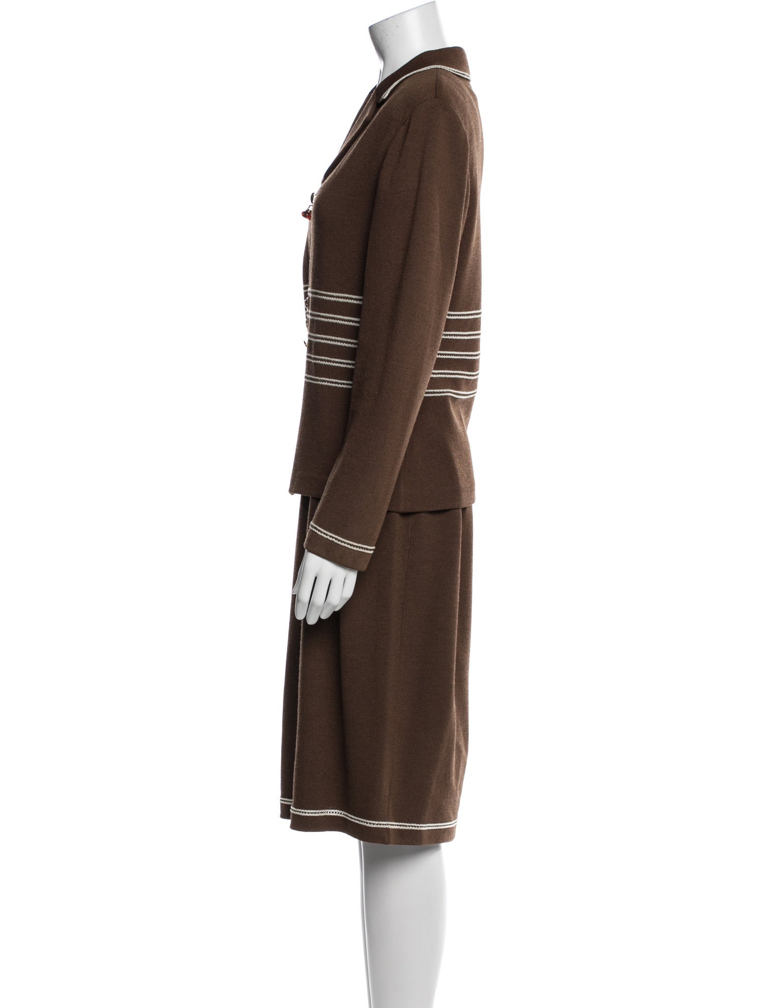 St. John Collection Wool Striped Skirt Set