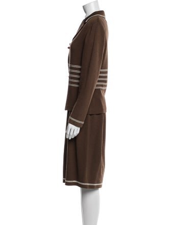 St. John Collection Wool Striped Skirt Set