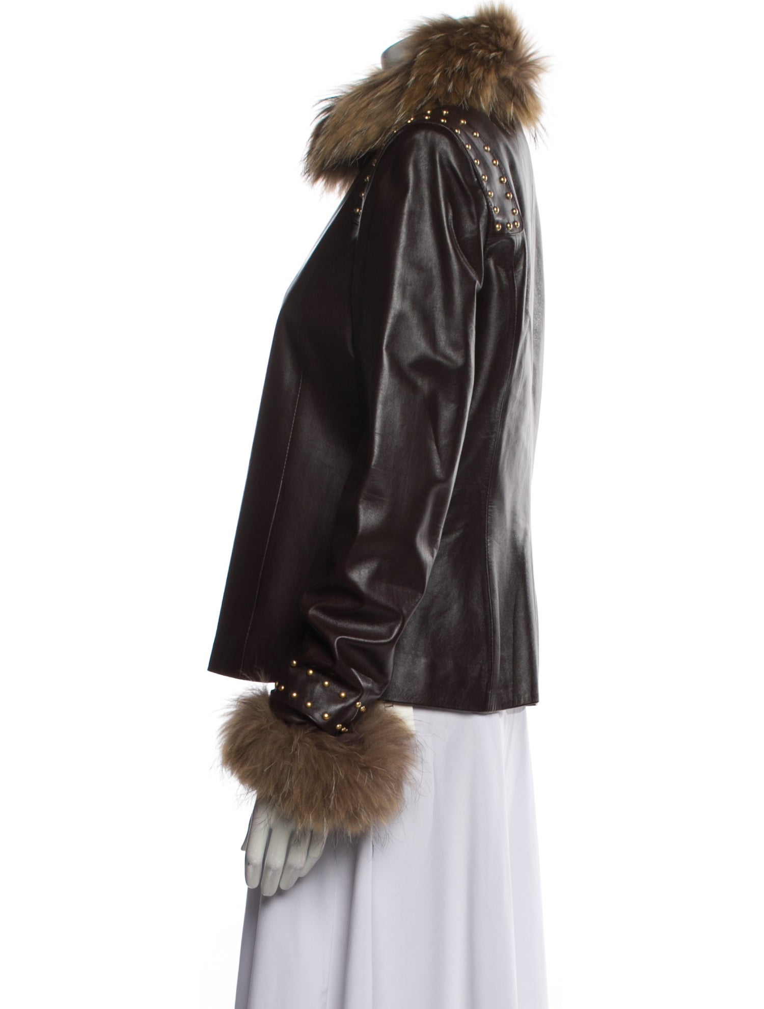 St. John Collection Lamb Leather Fur Jacket