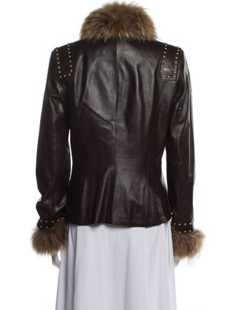 St. John Collection Lamb Leather Fur Jacket