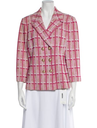 St. John Collection Wool Plaid Print Blazer