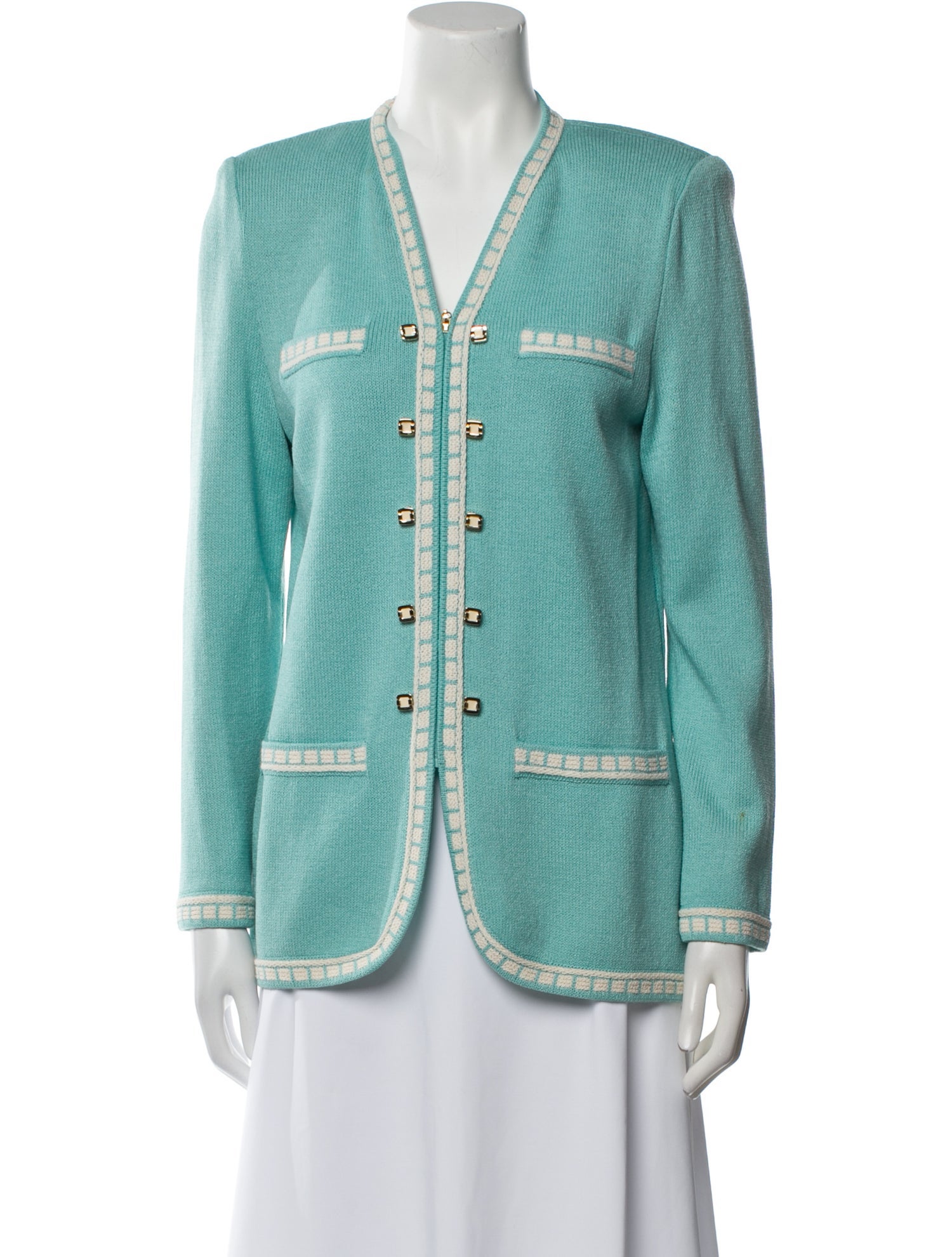 St. John Collection Printed V-Neck Sweater