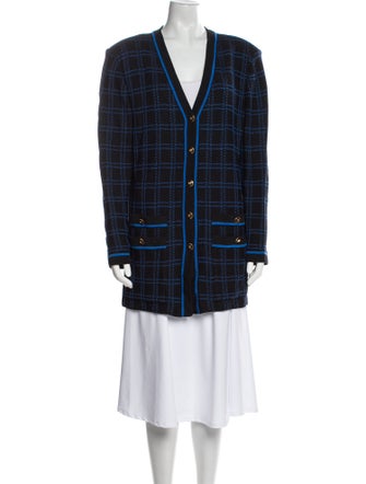 St. John Collection Plaid Print V-Neck Sweater