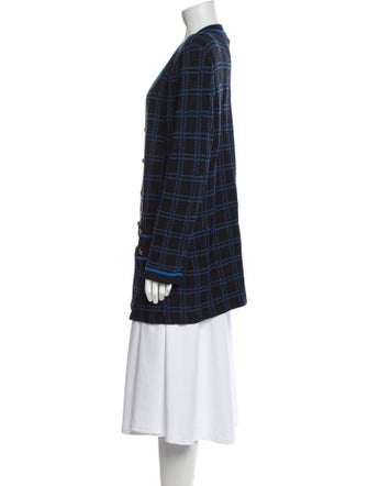 St. John Collection Plaid Print V-Neck Sweater