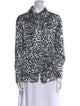 St. John Collection Silk Animal Print Button-Up Top