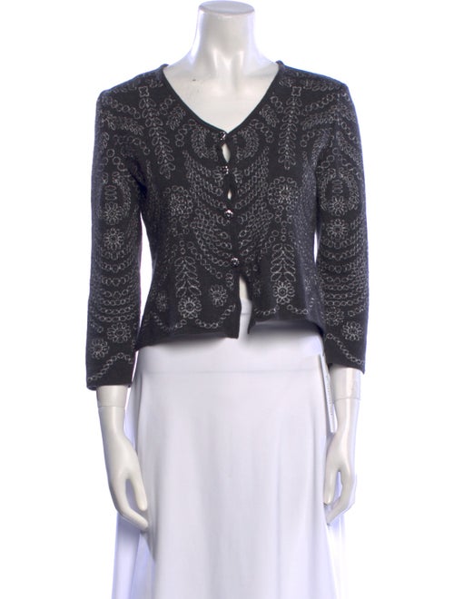 St. John Collection Printed V-Neck Sweater