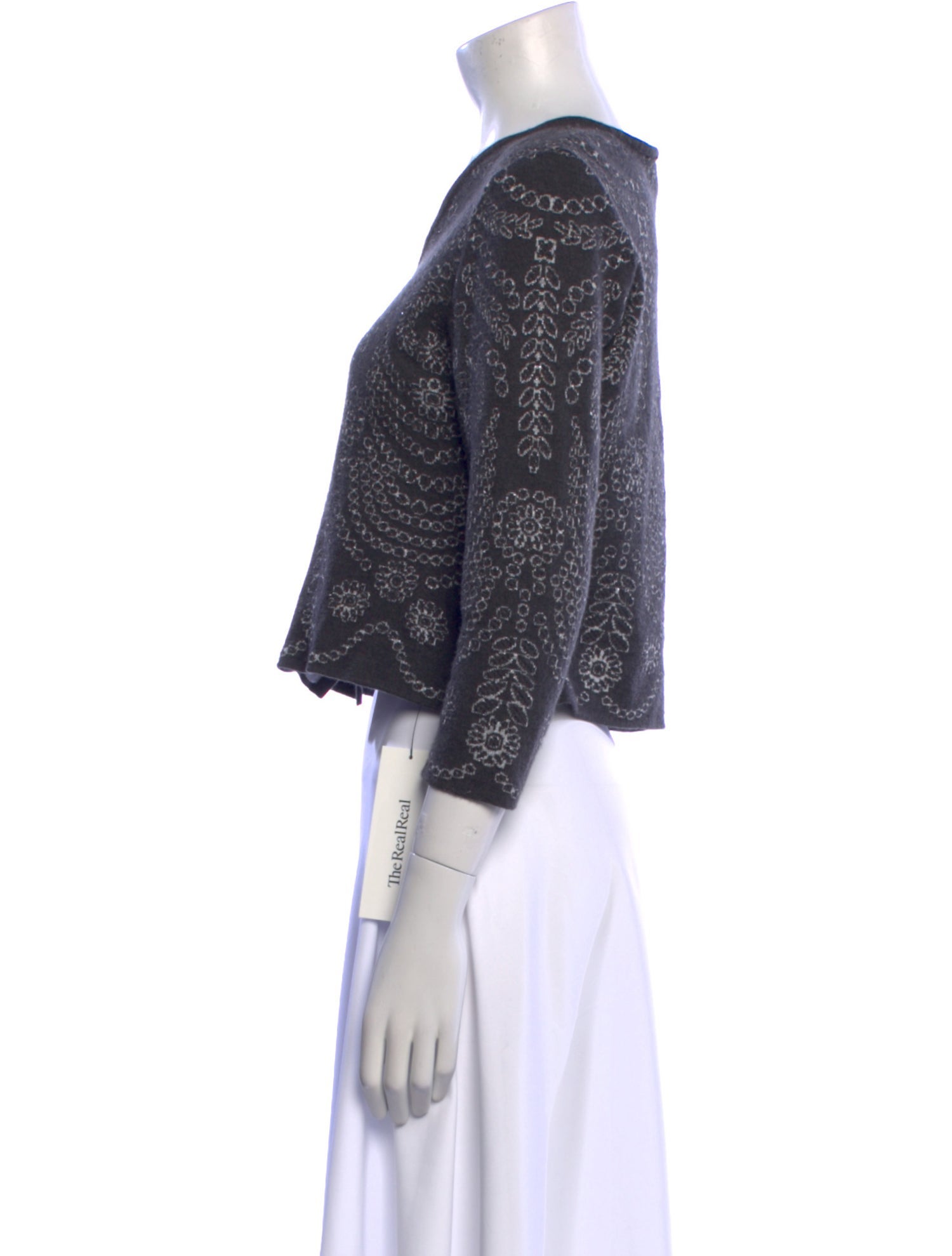 St. John Collection Printed V-Neck Sweater