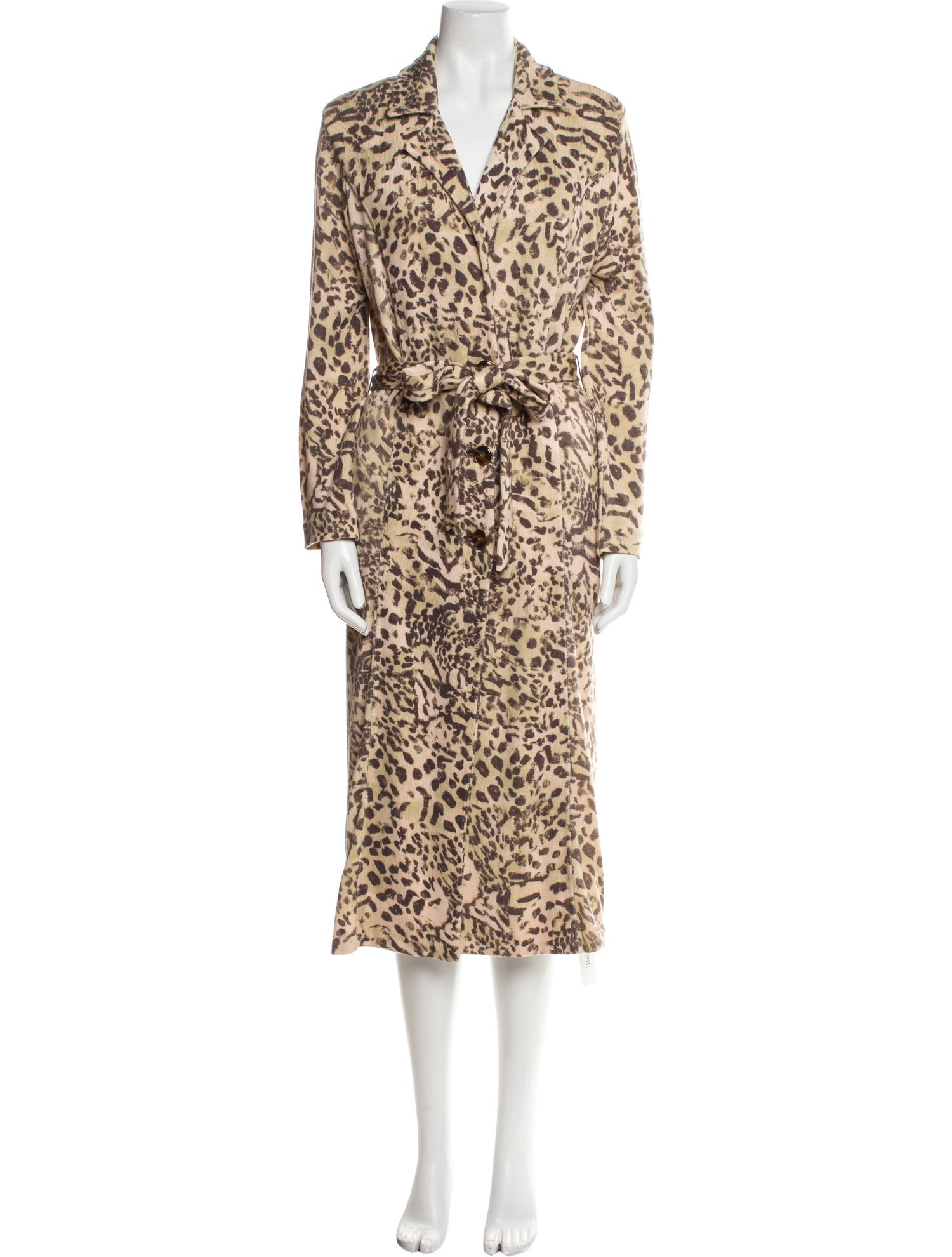 St. John Collection Wool Animal Print Trench Coat