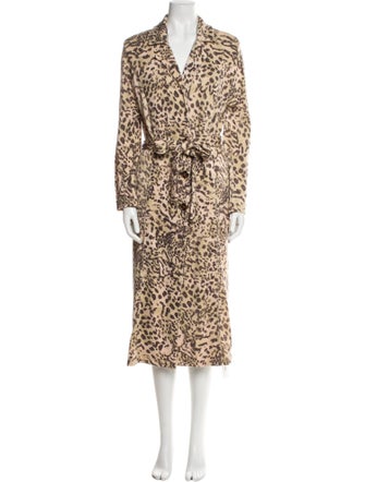 St. John Collection Wool Animal Print Trench Coat