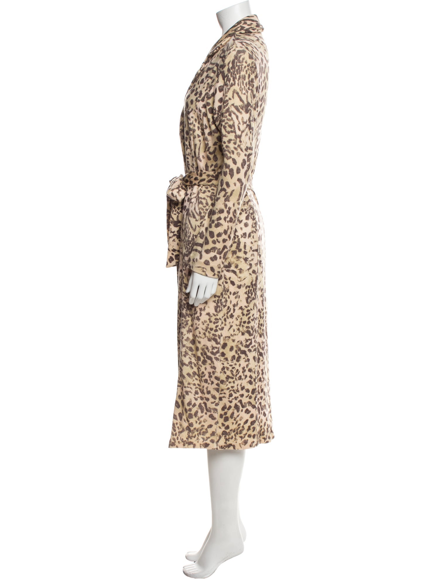 St. John Collection Wool Animal Print Trench Coat