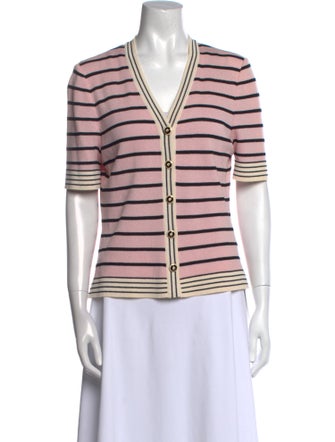 St. John Collection Striped V-Neck Top