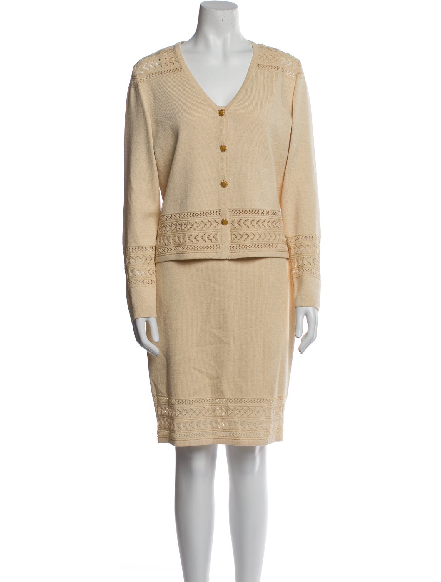 St. John Collection Wool Embroidered Accent Dress Set