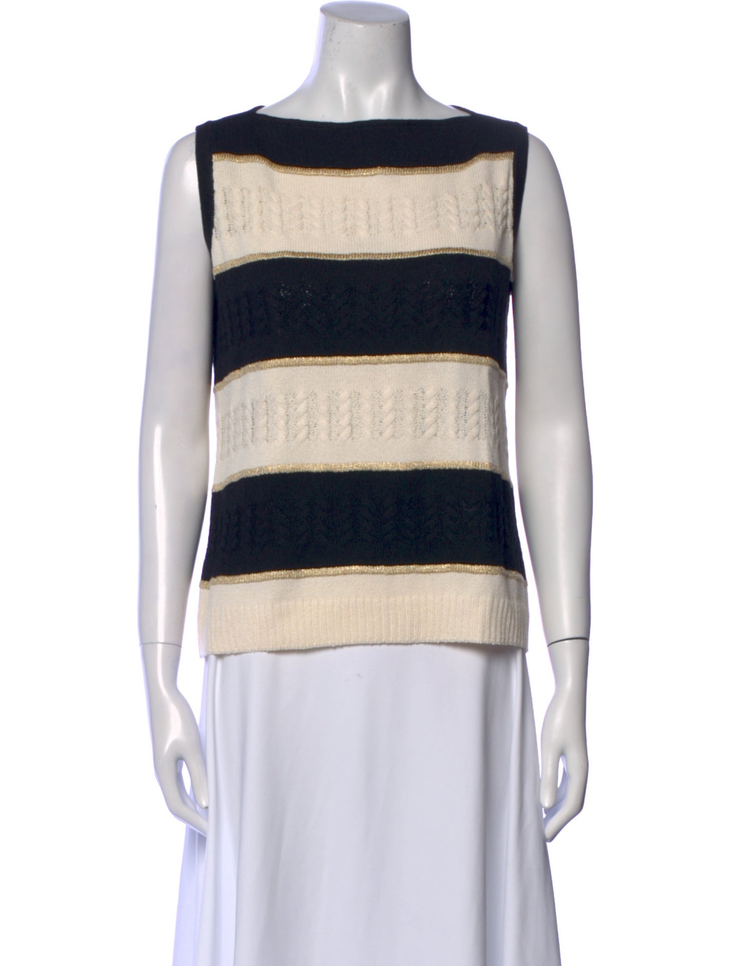 St. John Collection Striped Bateau Neckline Top