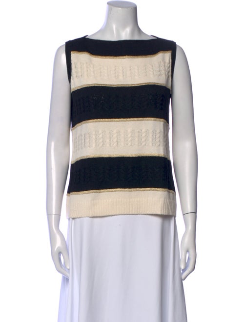 St. John Collection Striped Bateau Neckline Top