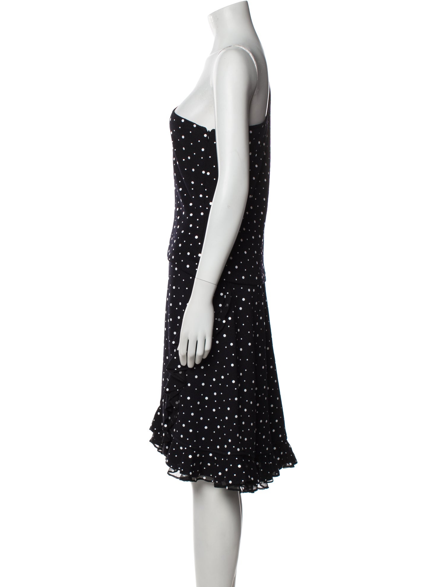 St. John Collection Polka Dot Print Ruffle Embellishment Skirt Set
