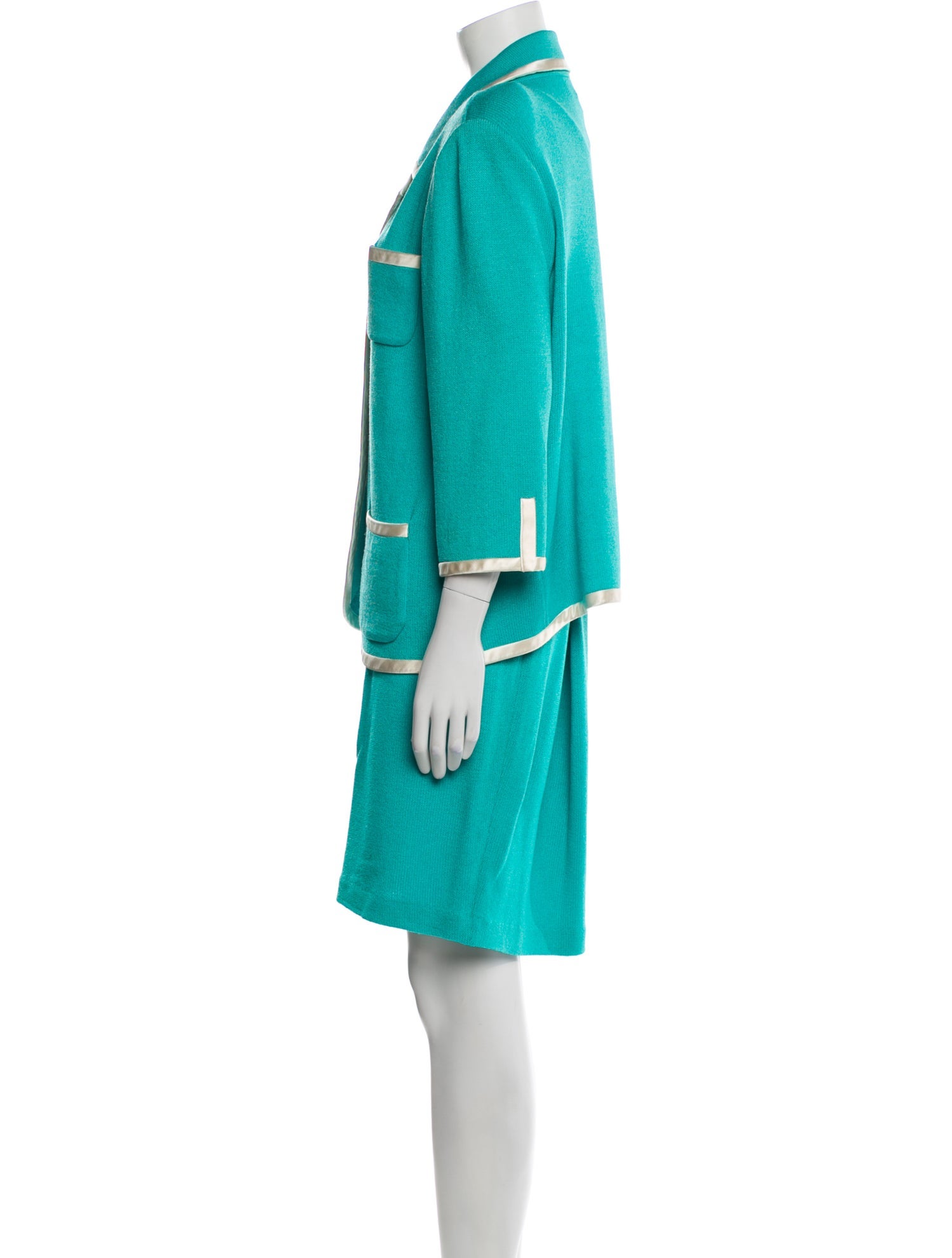 St. John Collection Colorblock Pattern Skirt Suit