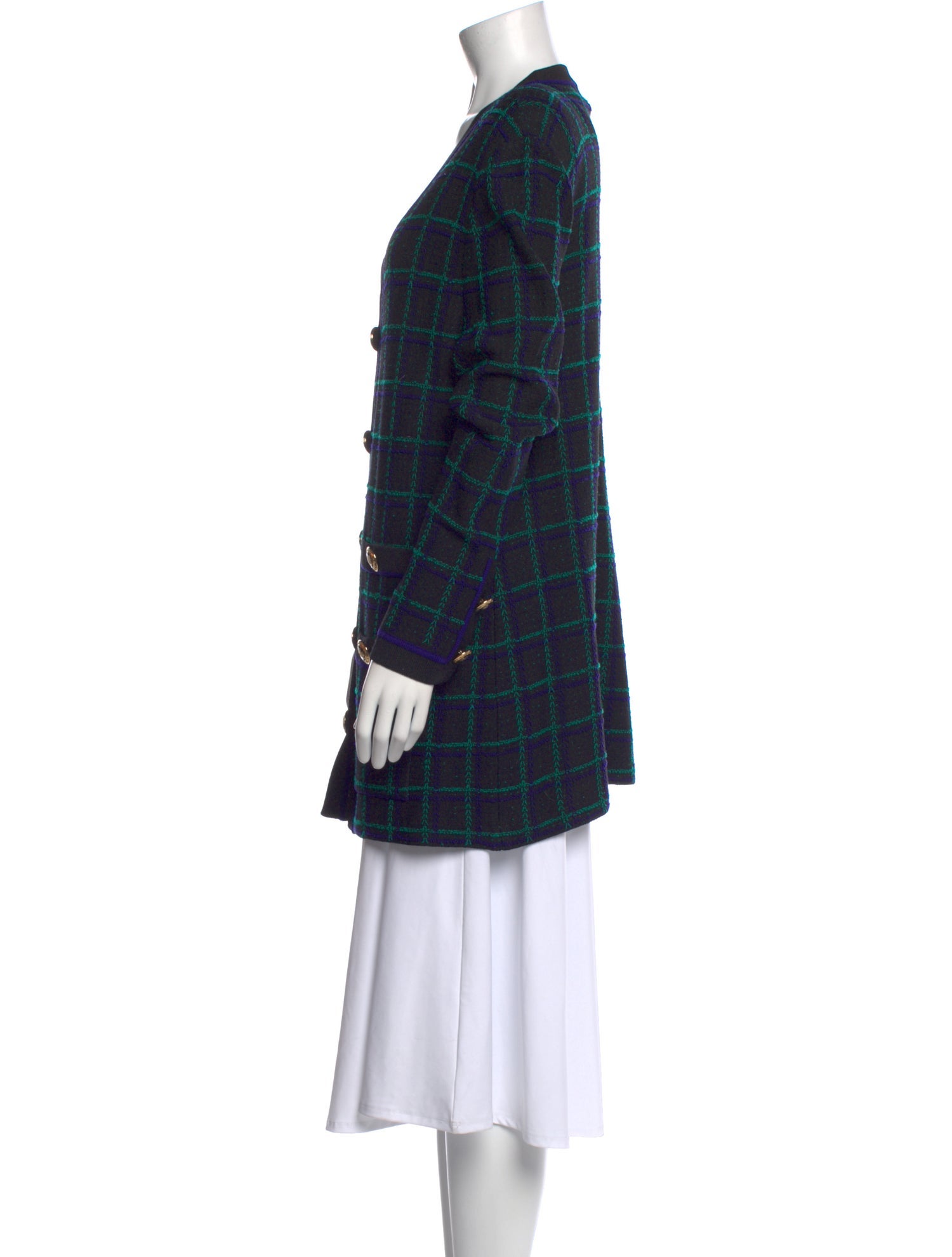 St. John Collection Plaid Print V-Neck Sweater