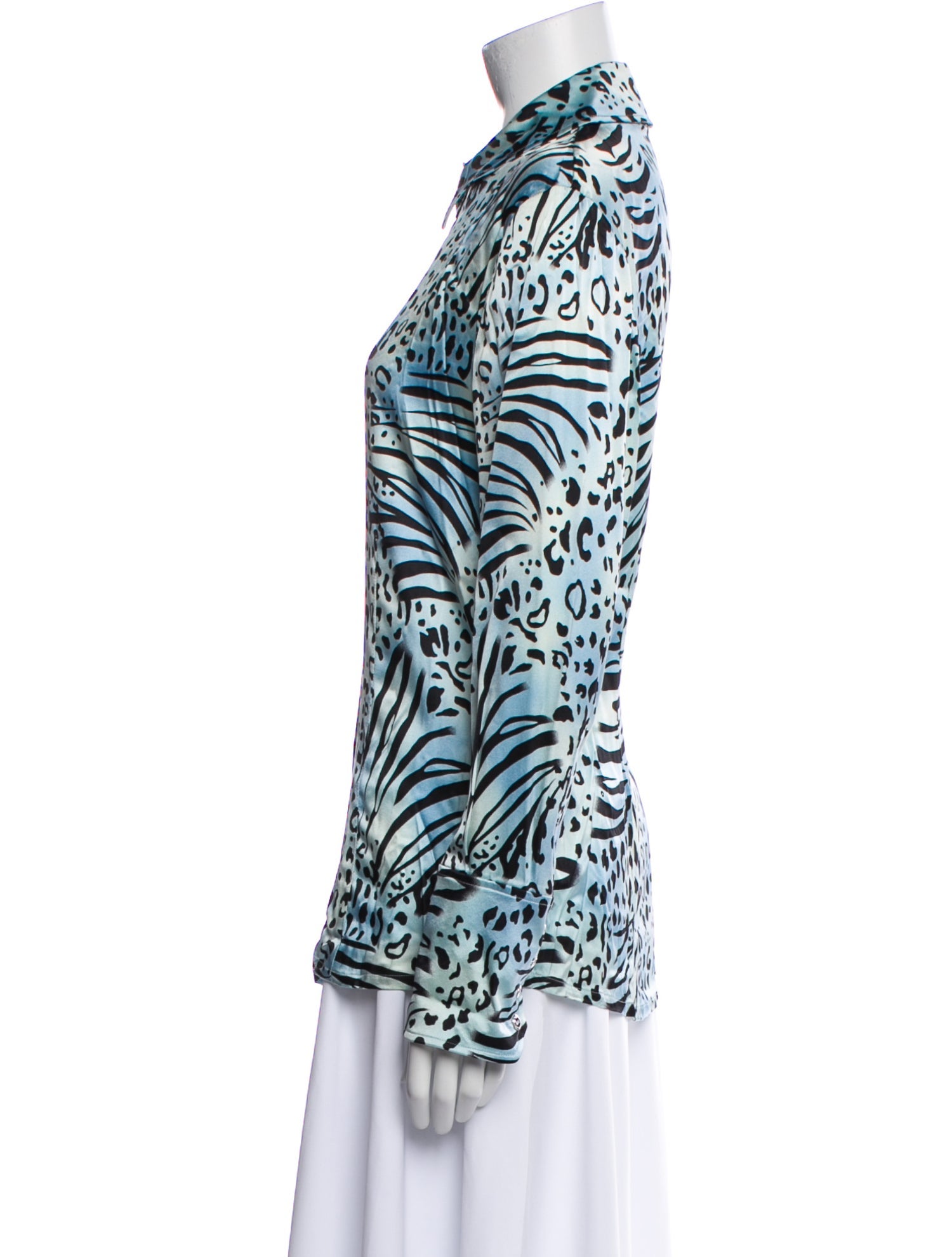 St. John Collection Silk Printed Button-Up Top