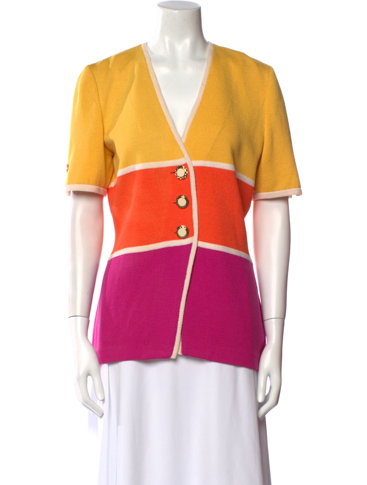 St. John Collection Striped V-Neck Sweater