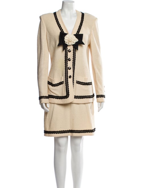 St. John Collection Wool Colorblock Pattern Skirt Suit