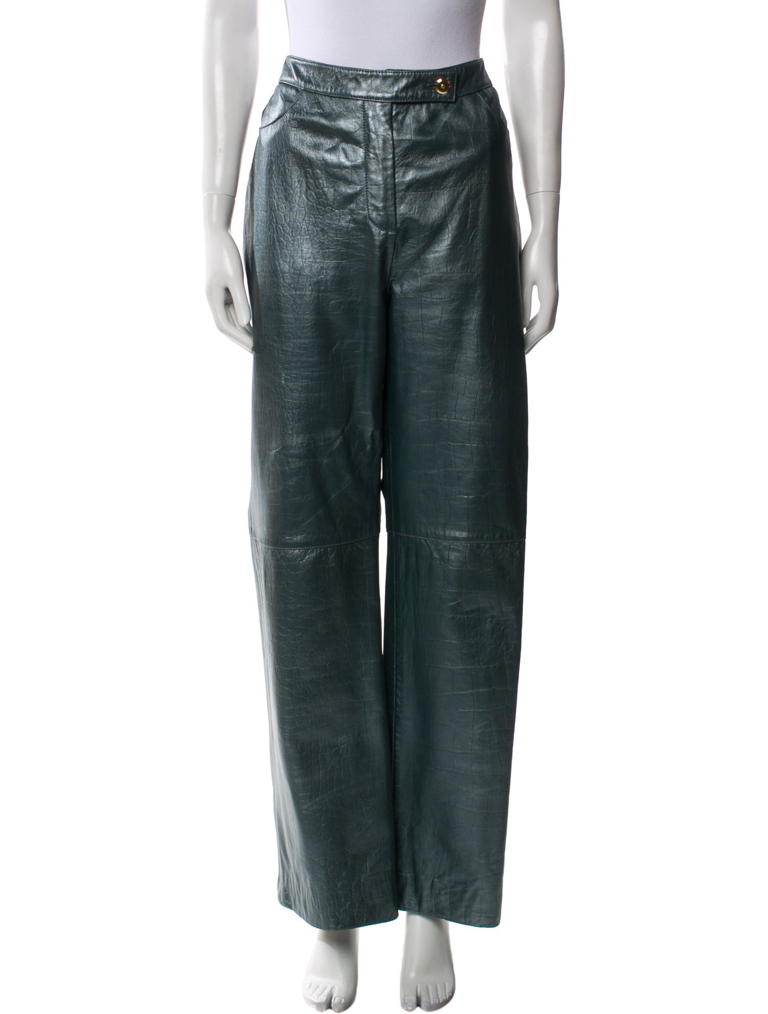 St. John Collection Leather Straight Leg Pants