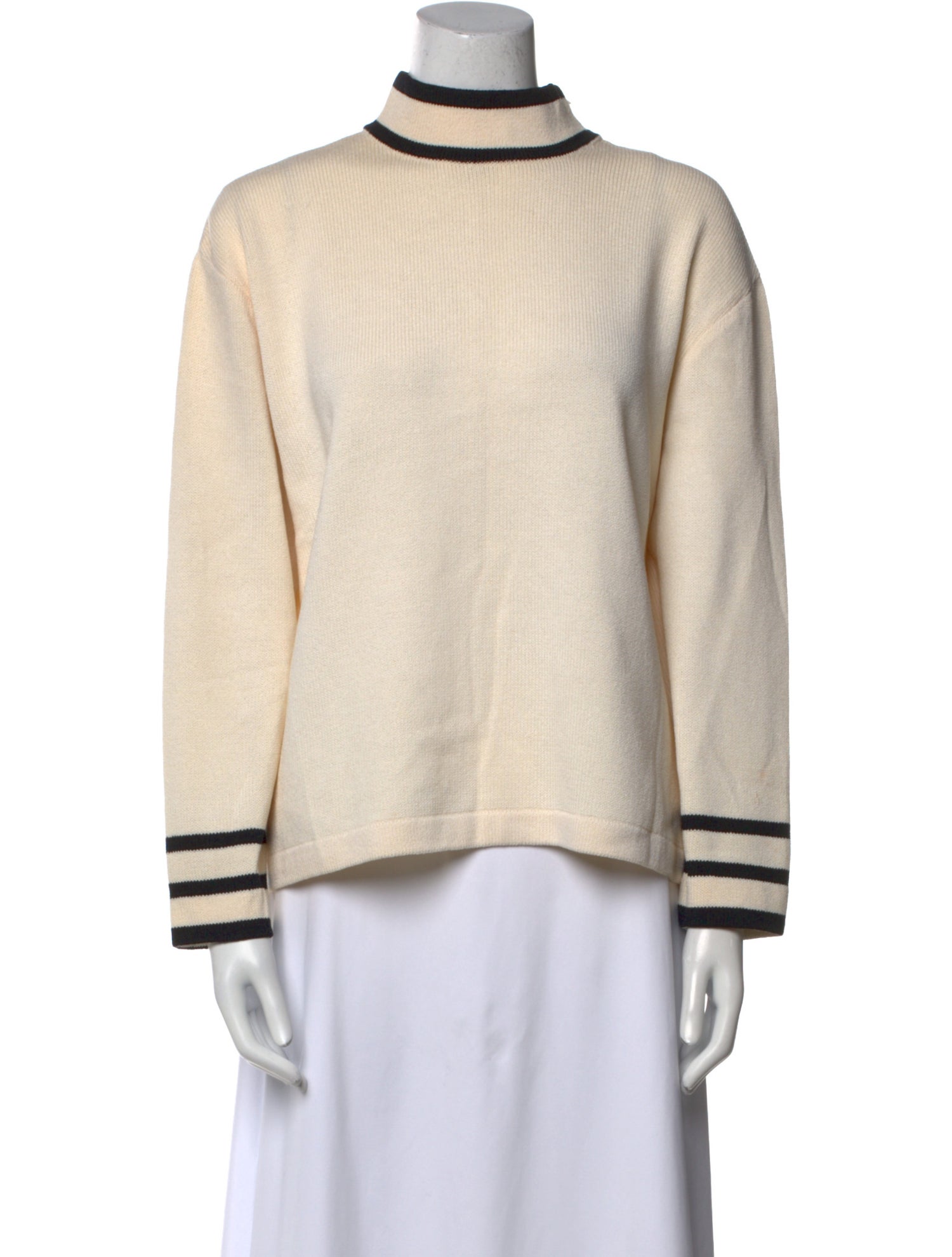 St. John Collection Colorblock Pattern Turtleneck Sweater