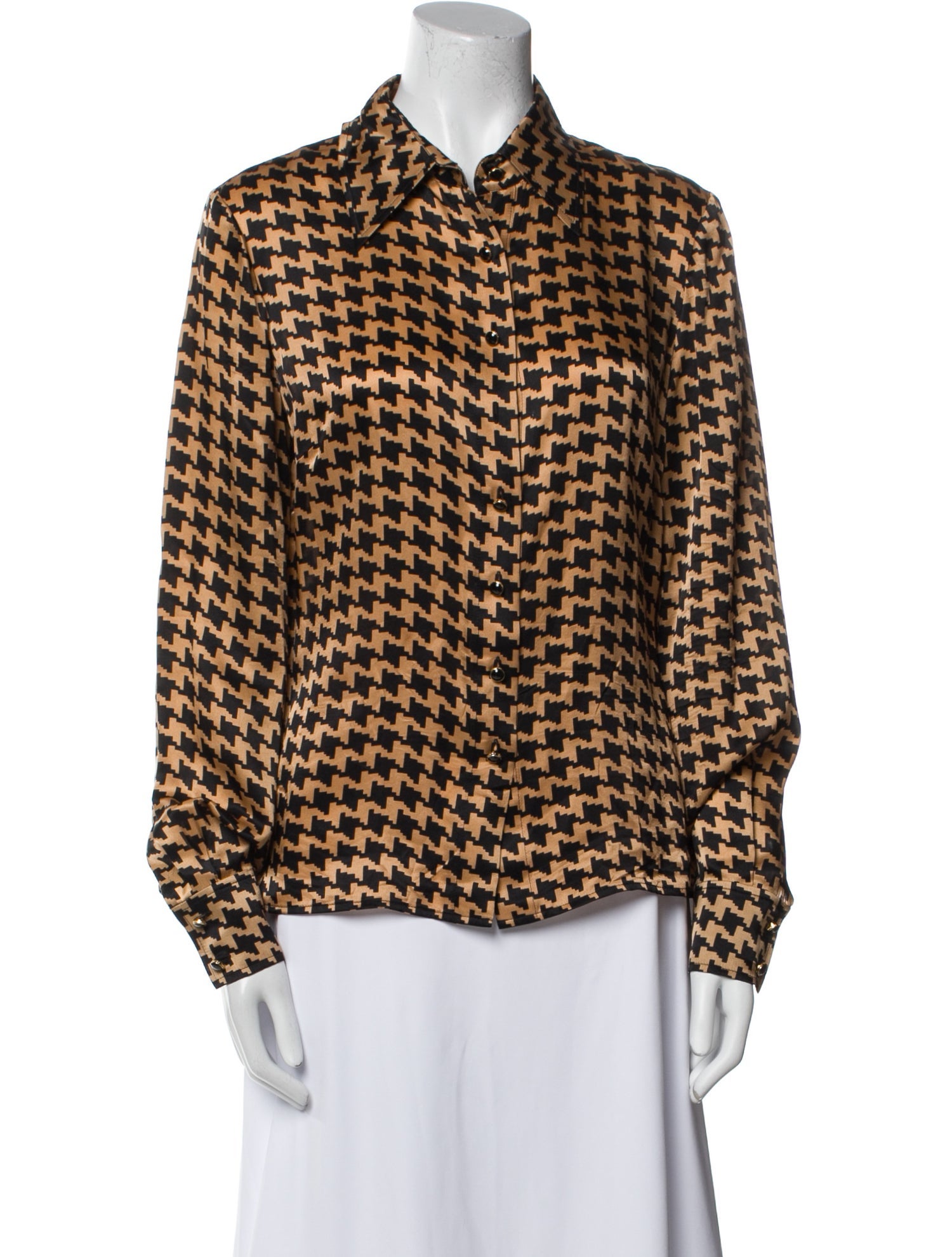 St. John Collection Silk Printed Button-Up Top