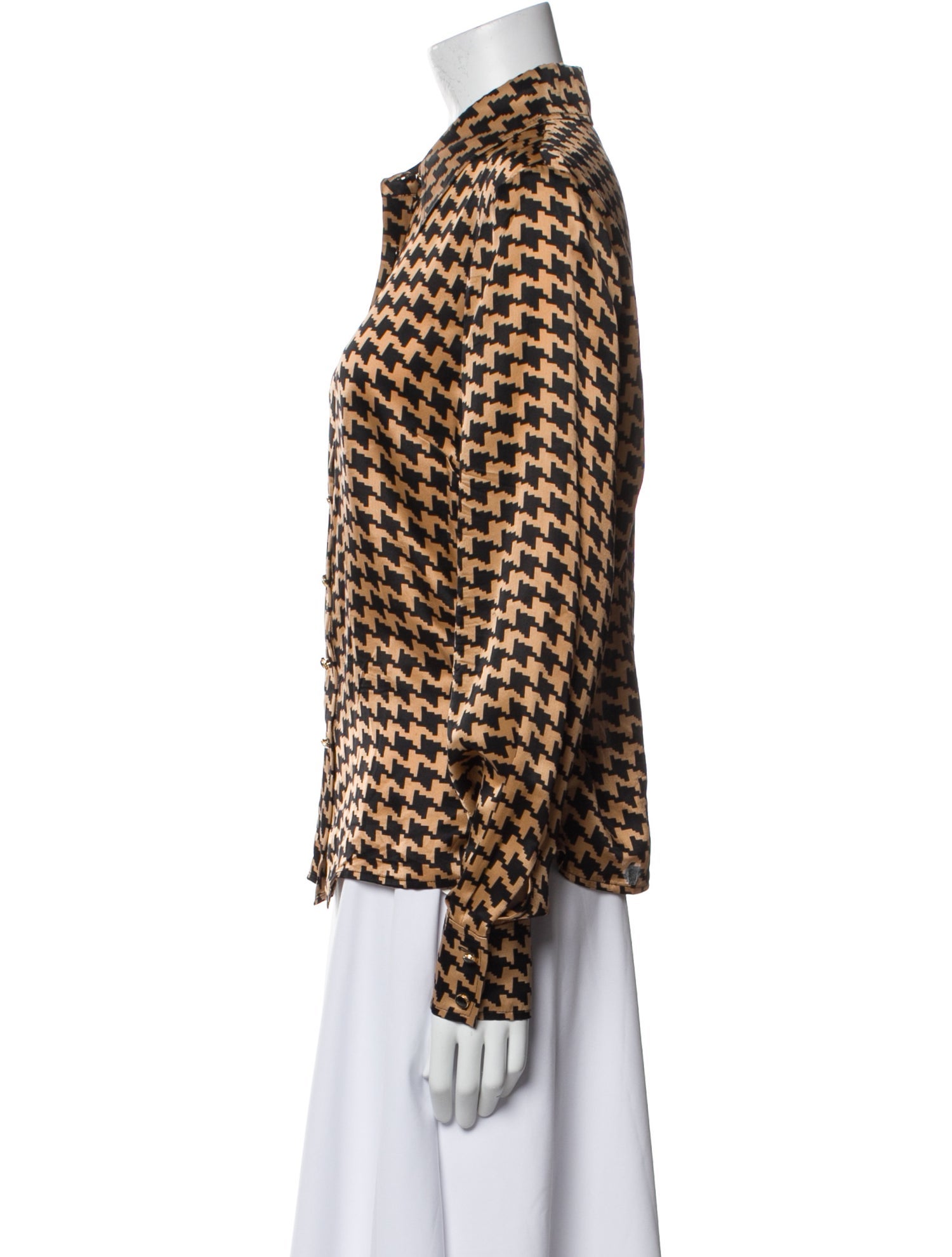 St. John Collection Silk Printed Button-Up Top