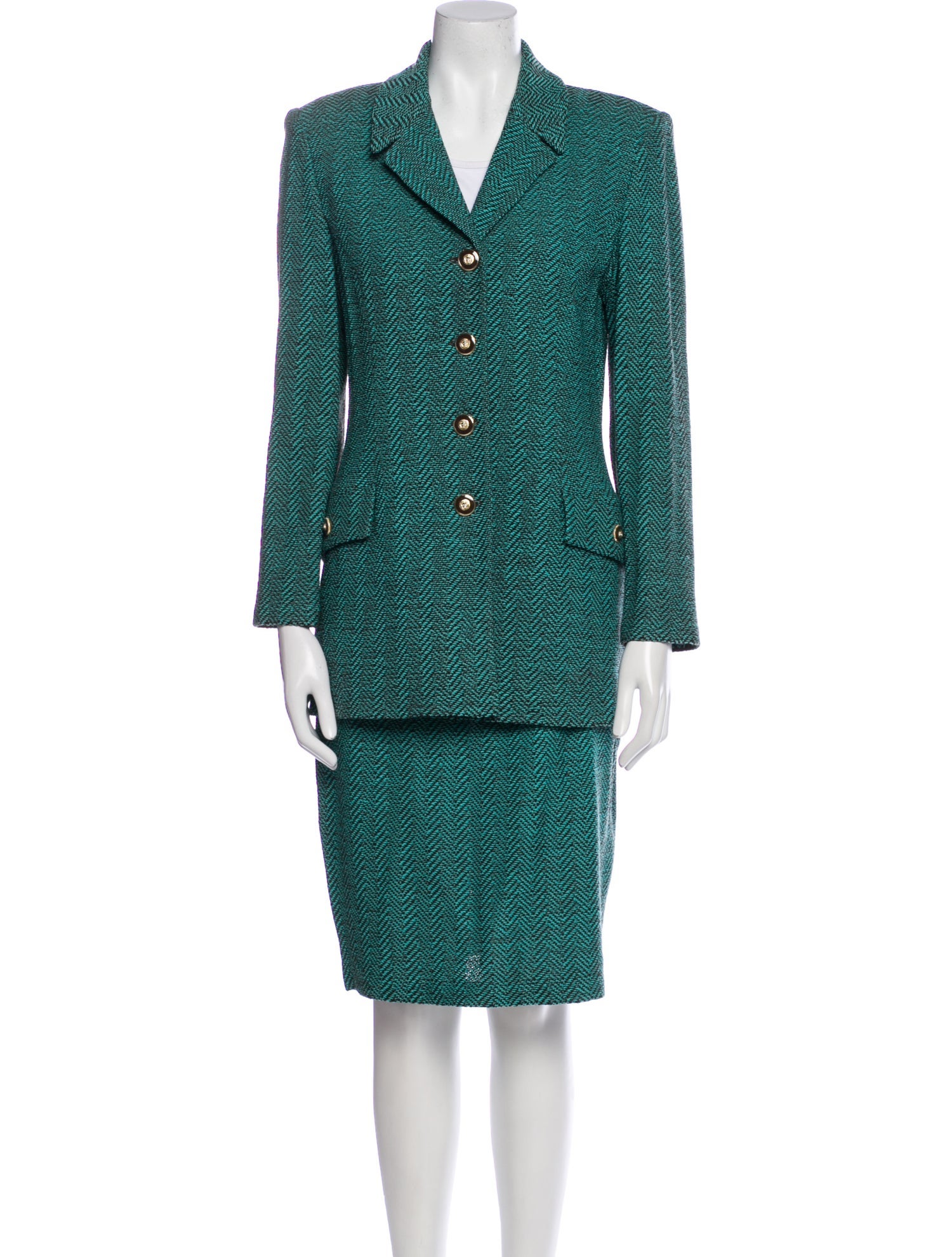 St. John Collection Wool Printed Skirt Set