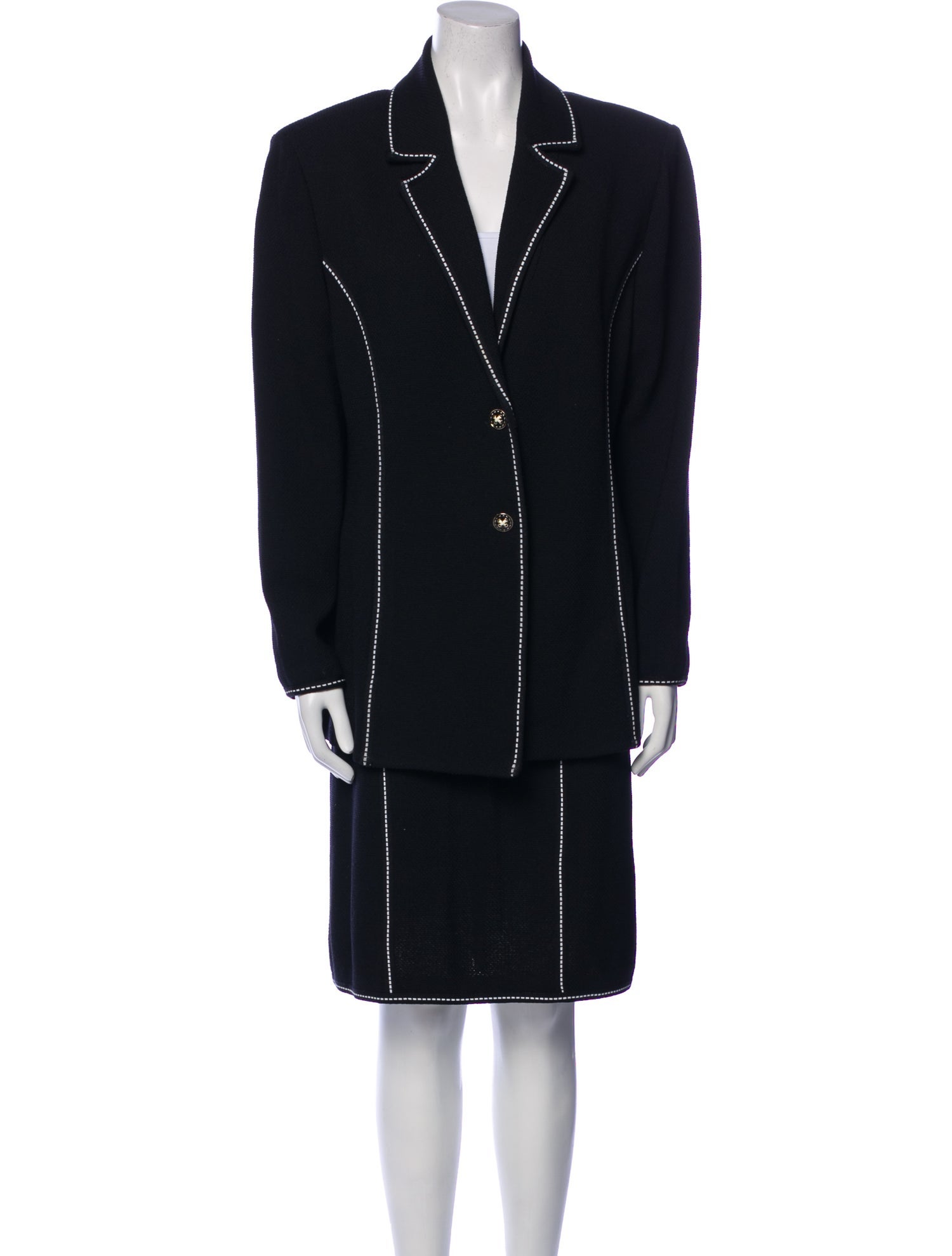 St. John Collection Wool Striped Skirt Set