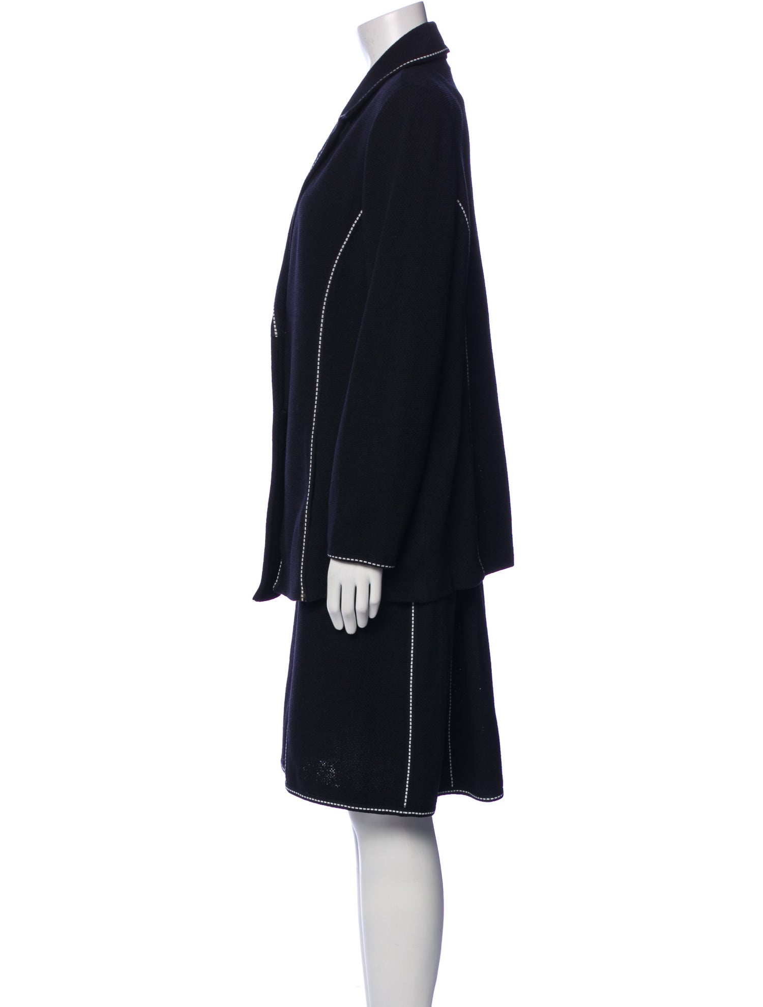 St. John Collection Wool Striped Skirt Set