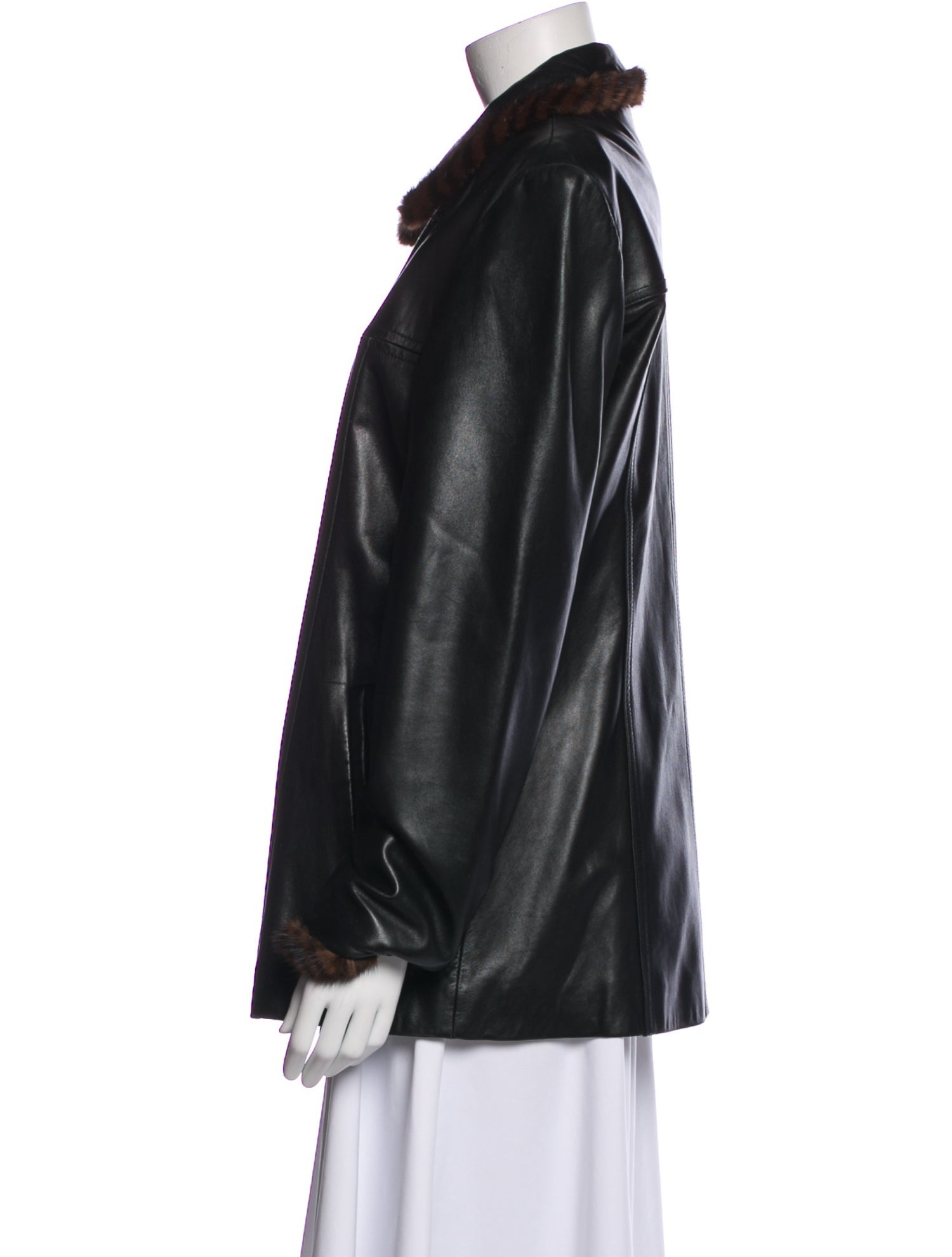 St. John Collection Leather Fur Jacket