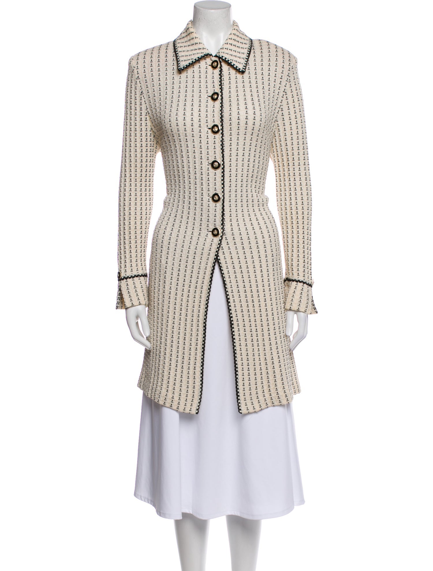 St. John Collection Plaid Print Trench Coat