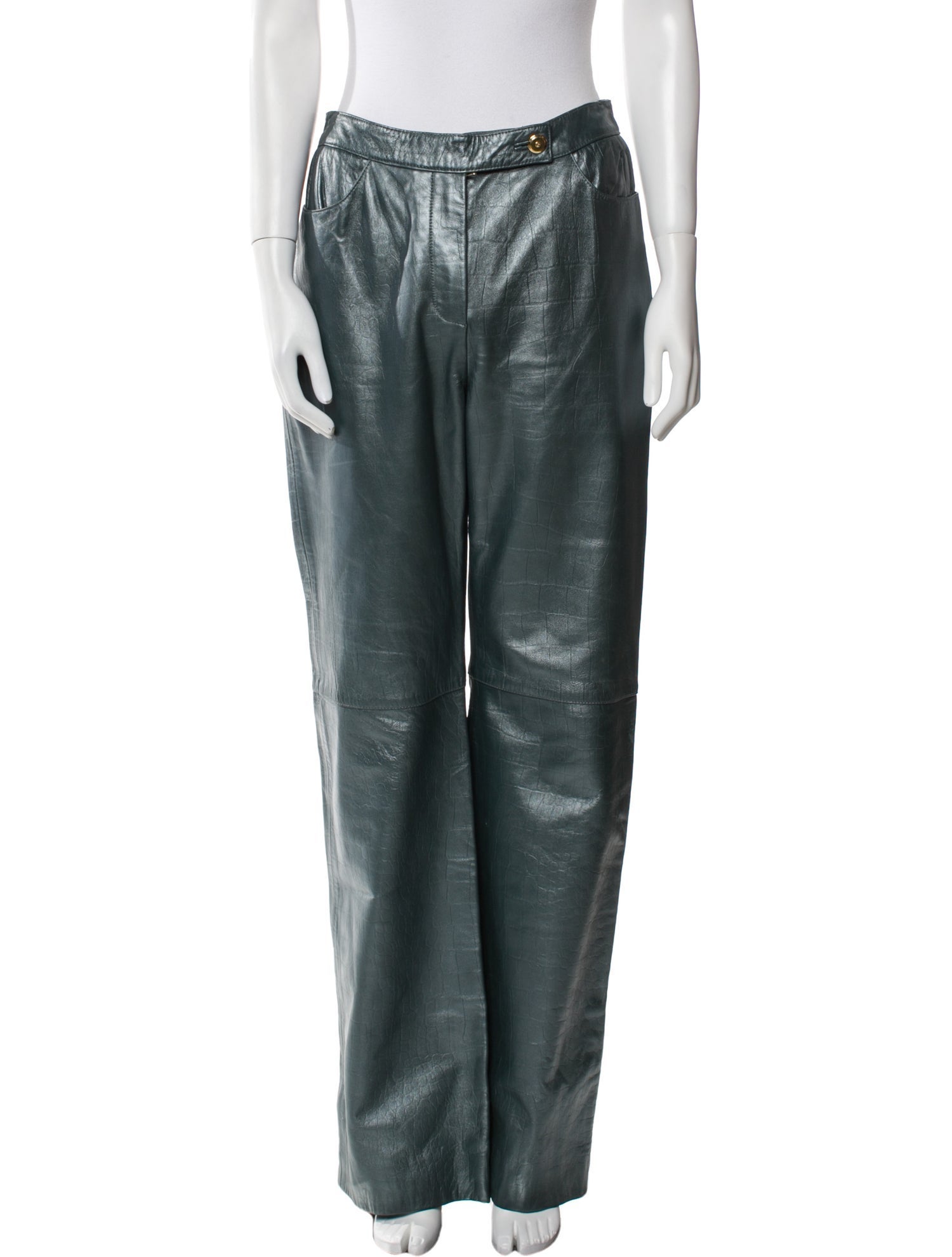 St. John Collection Leather Wide Leg Pants