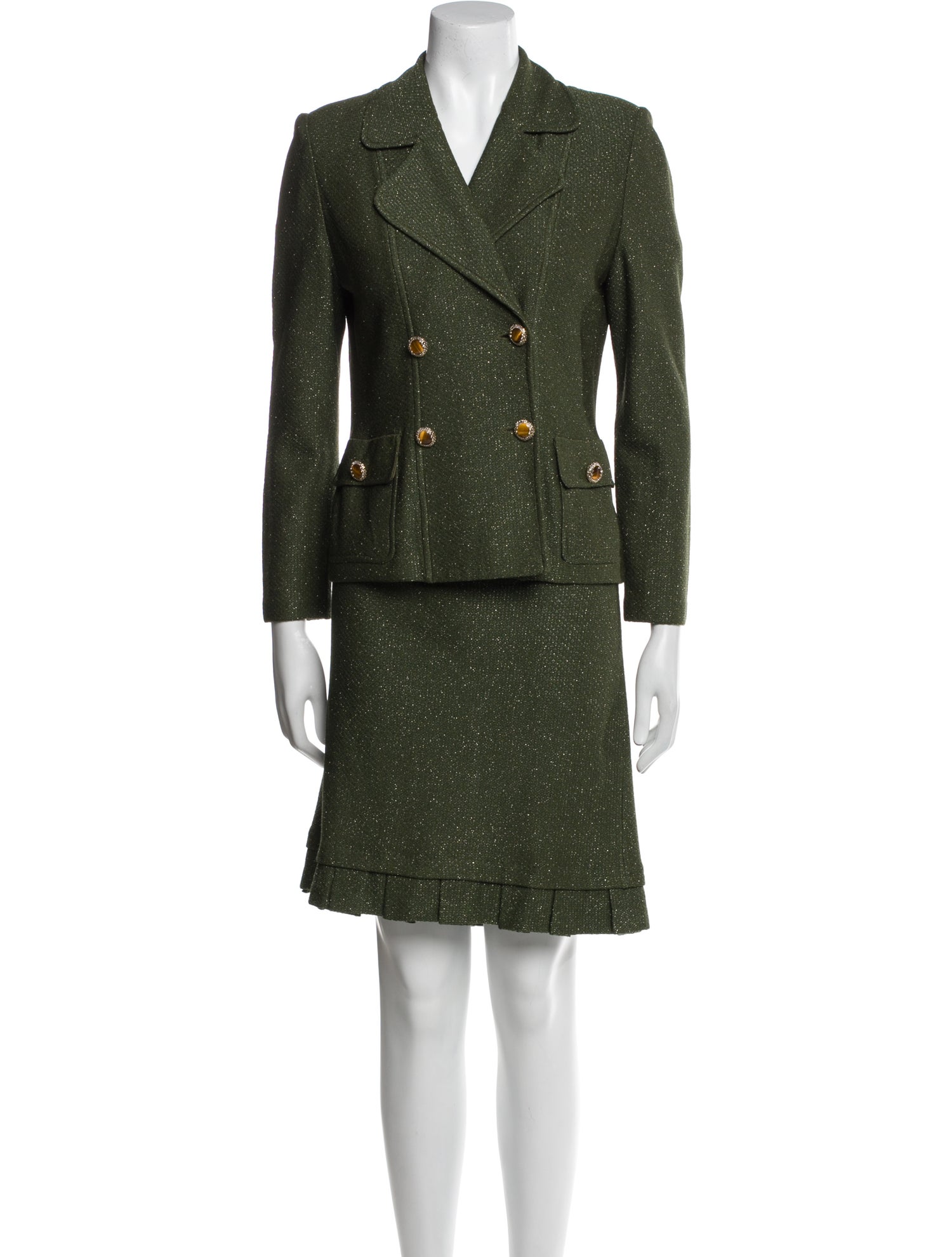 St. John Collection Tweed Pattern Glitter Accents Skirt Suit