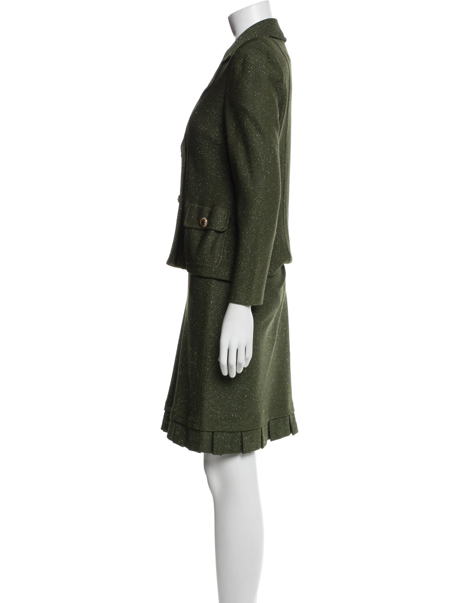 St. John Collection Tweed Pattern Glitter Accents Skirt Suit