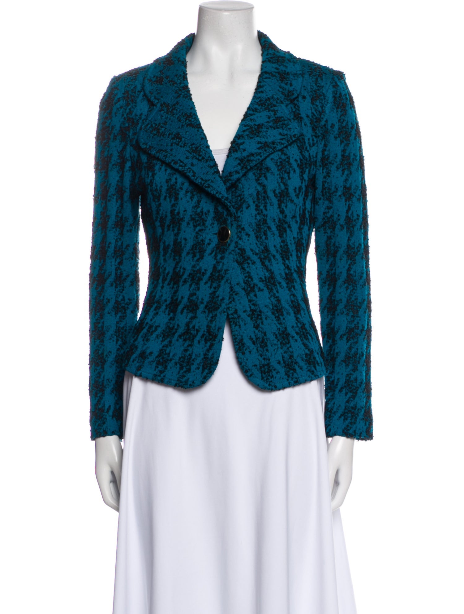 St. John Collection Wool Plaid Print Blazer