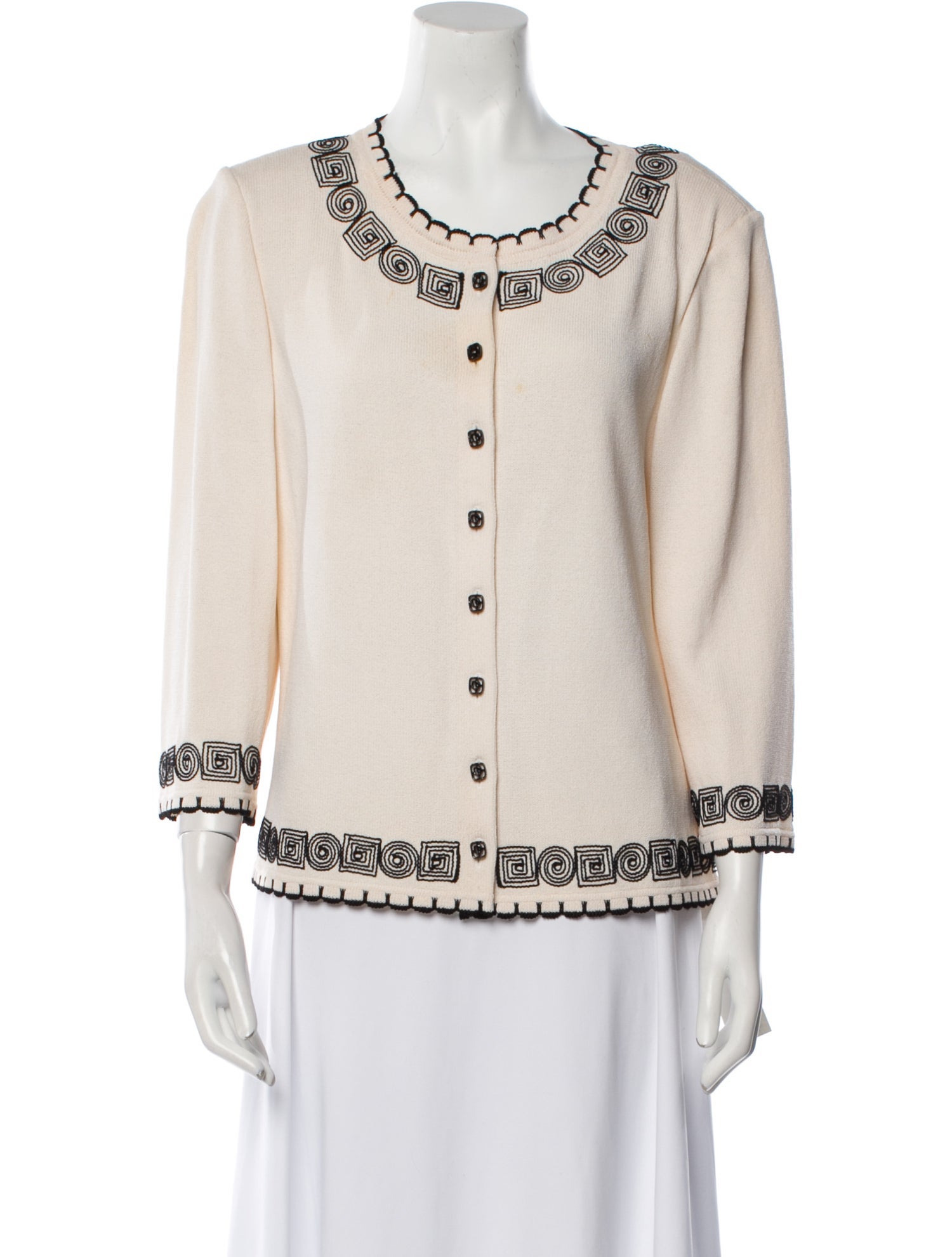 St. John Collection Graphic Print Scoop Neck Sweater