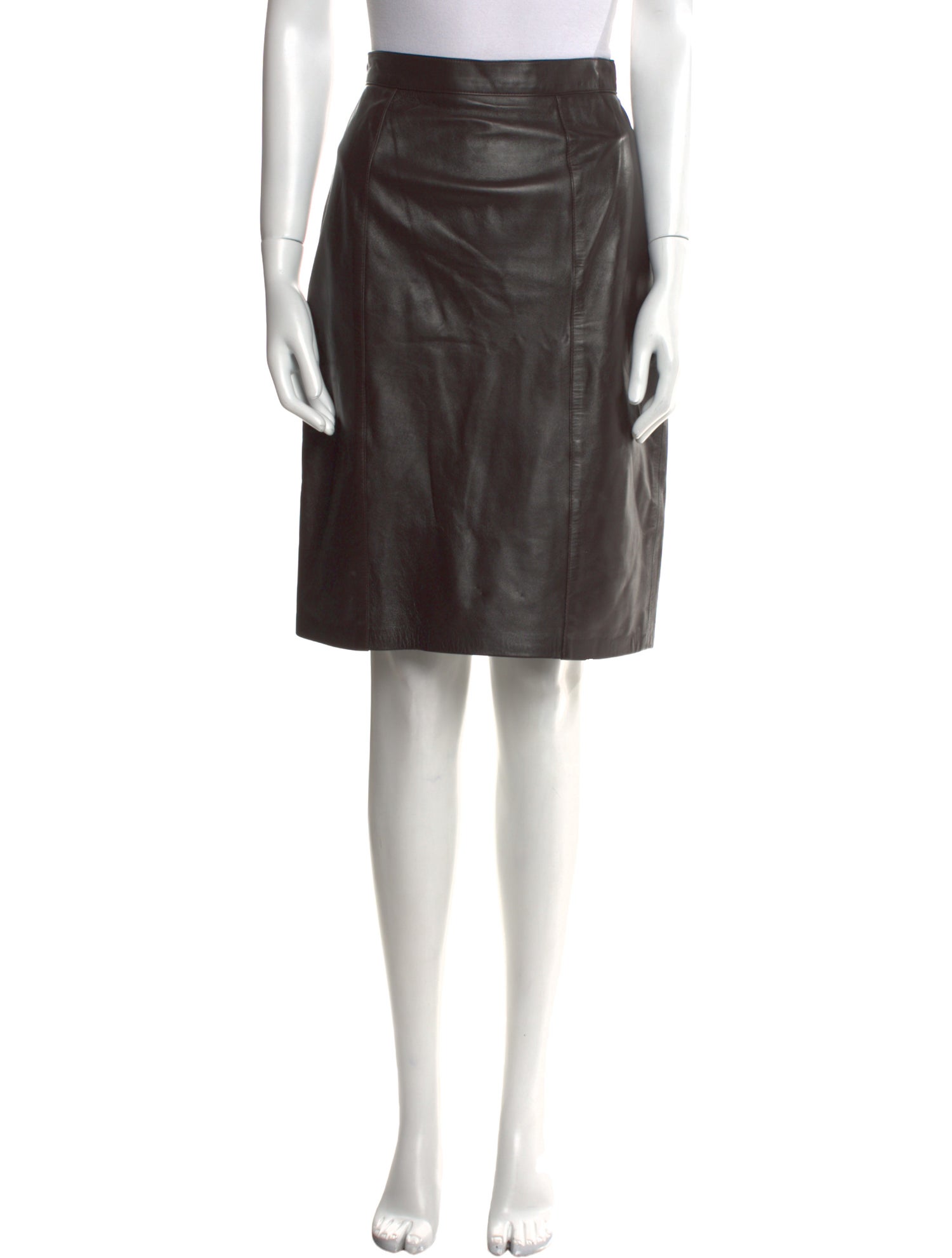 St. John Collection Leather Knee-Length Skirt